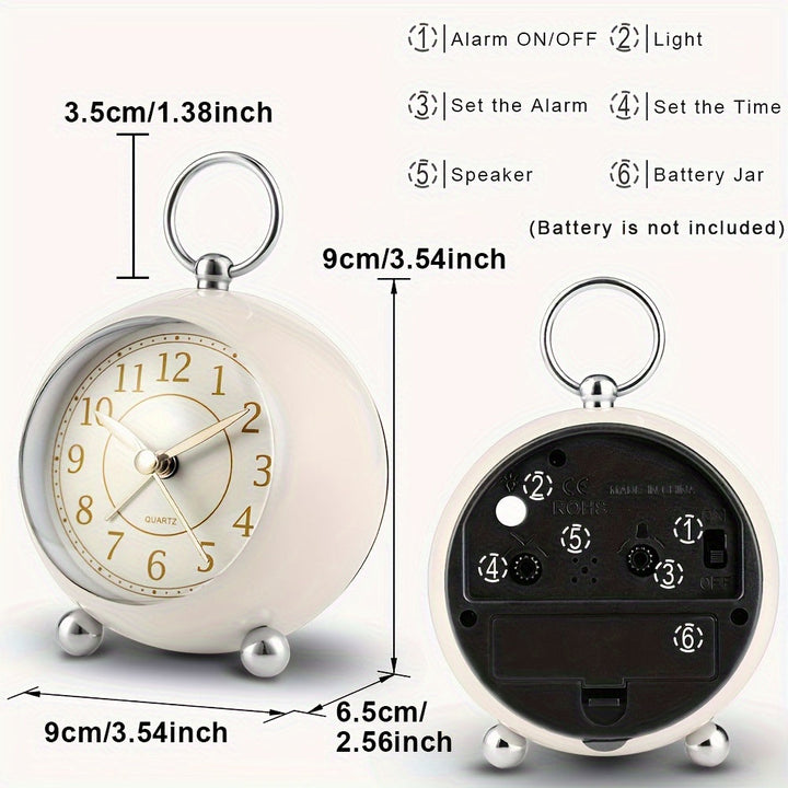 Skorter | RetroTime - Silent Analog Alarm Clock with Night Light