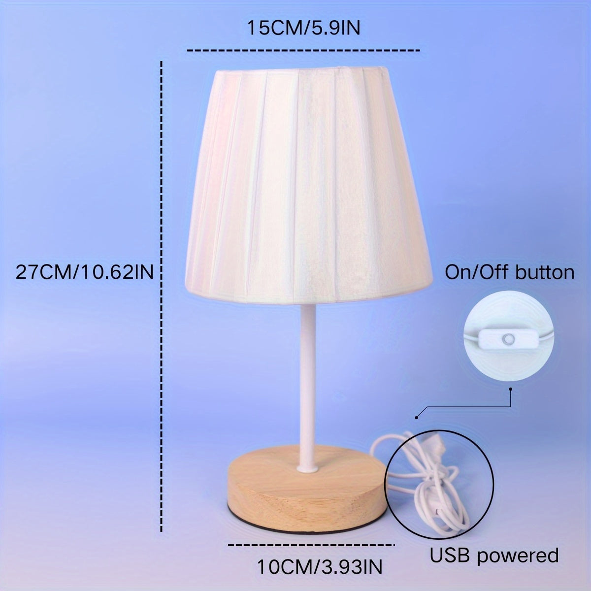 Skorter | NordicLicht - Modern Solid Wood Table Lamp with Linen Shade and USB