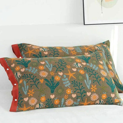 Skorter | Coral Floral Cotton Pillow Sham – Breathable & Reversible