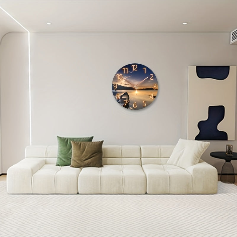 Skorter | 12-Inch Round Silent Wall Clock - Glass, Modern Design