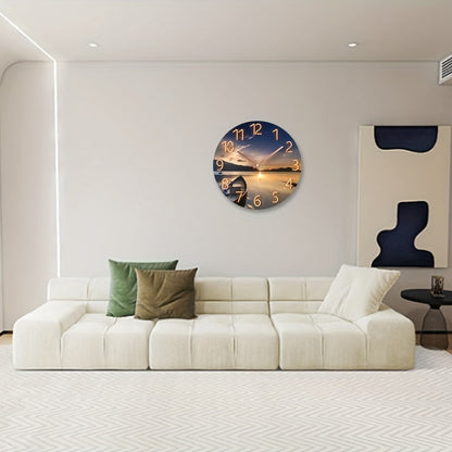 Skorter | 12-Inch Round Silent Wall Clock - Glass, Modern Design