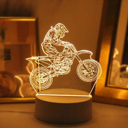 Skorter | MotoLamp - 3D LED Night Light Motocross Theme, USB-powered Ambient Lighting