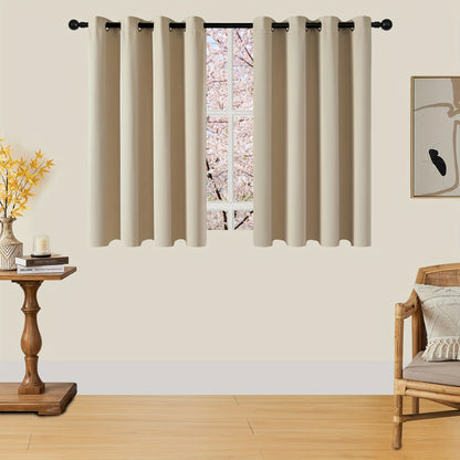 Skorter | Blackout Curtains - 2 Pieces Modern Polyester Curtains with Thermal Insulation and Rings