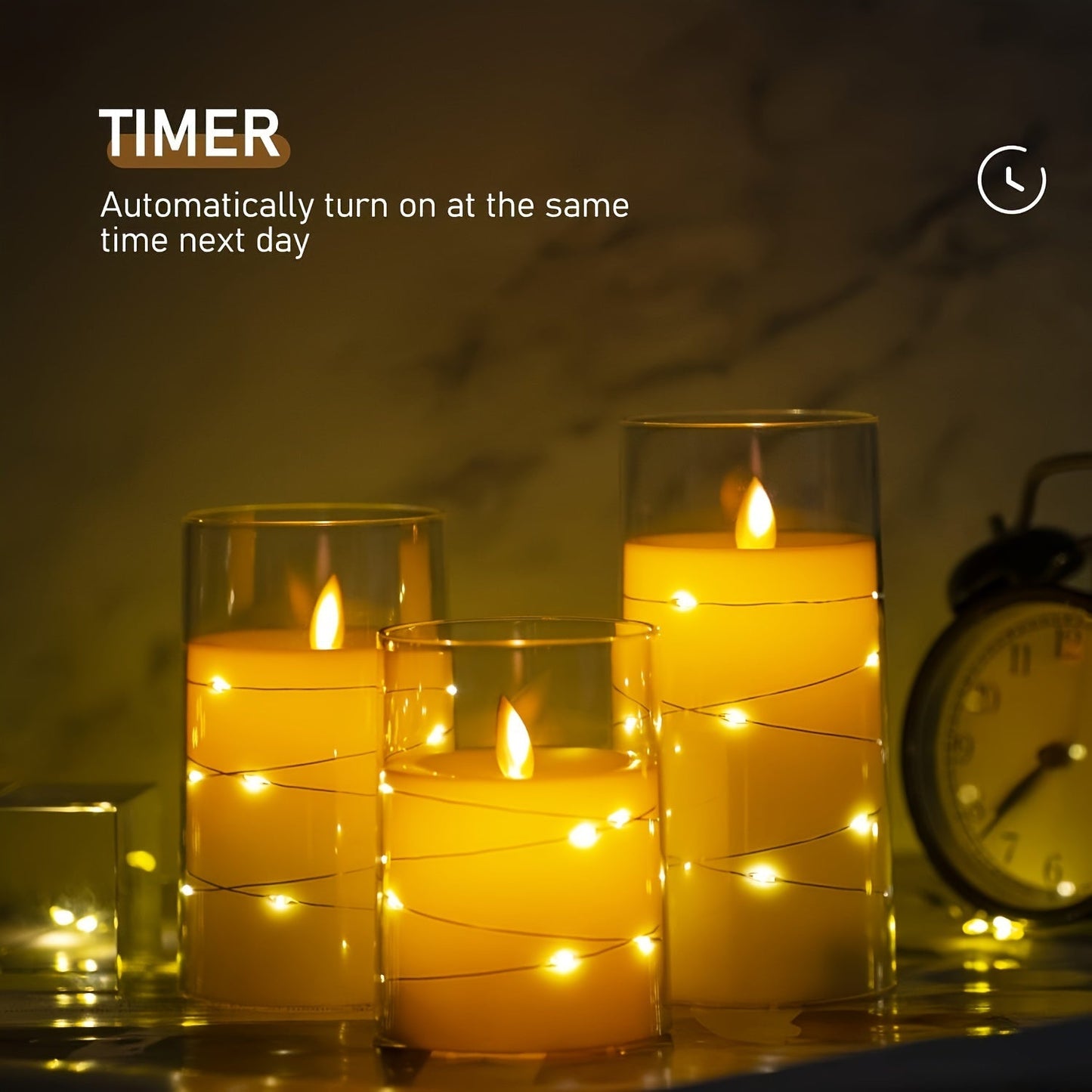Skorter | 3-piece Romantic LED lights with Remote Control - Adjustable Brightness and Timer Function, Ideal for Parties, Weddings and Hotel Decoration
