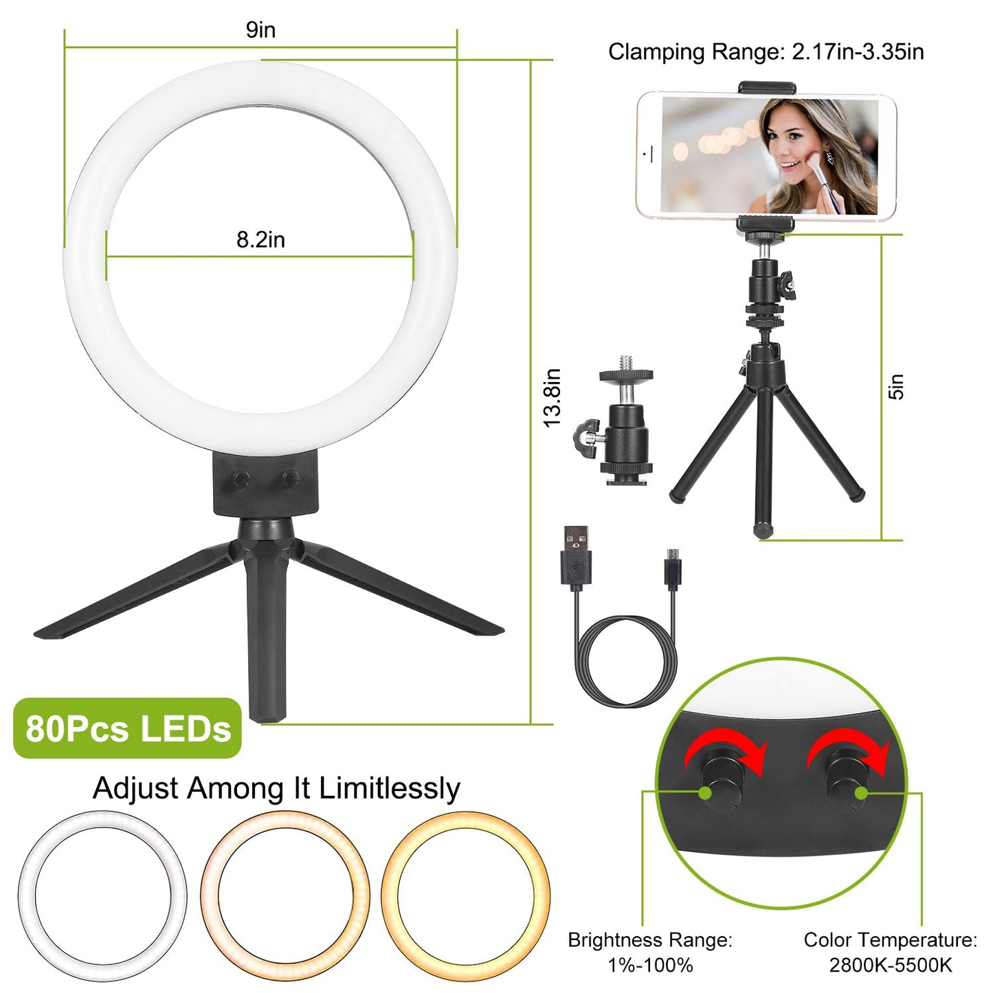Skorter | 9" Dimmable LED Ring Light with Stand