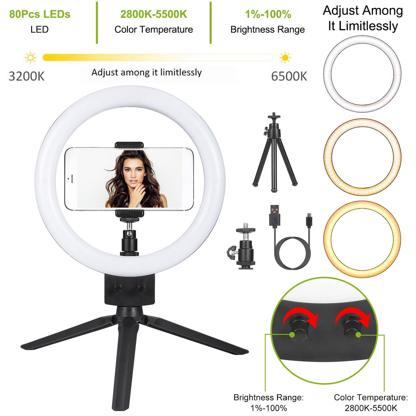 Skorter | 9" Dimmable LED Ring Light with Stand