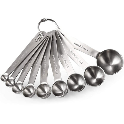 Skorter | 9-piece set: stainless steel measuring spoons for dry and liquid ingredients