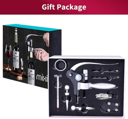 Skorter | 9-piece set: corkscrew set with corkscrew, foil cutter, thermometer, stopper and more