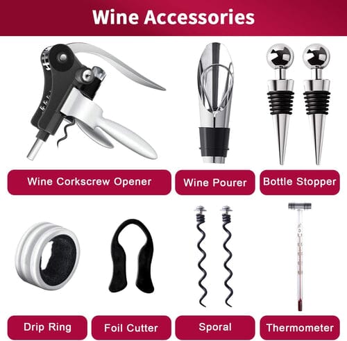 Skorter | 9-piece set: corkscrew set with corkscrew, foil cutter, thermometer, stopper and more
