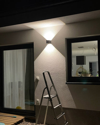 Skorter | LED Outdoor Up Down Wall Light | Waterproof Metal Fixture for Patio. Garden & Entryway Illumination