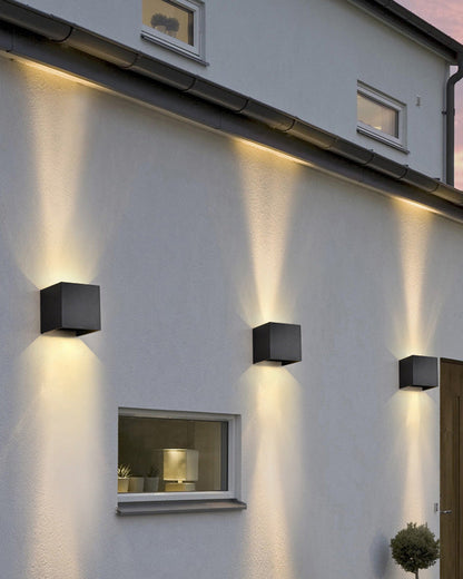 Skorter | LED Outdoor Up Down Wall Light | Waterproof Metal Fixture for Patio. Garden & Entryway Illumination