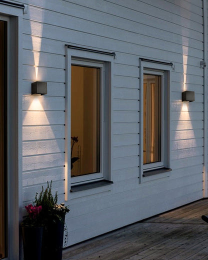 Skorter | LED Outdoor Up Down Wall Light | Waterproof Metal Fixture for Patio. Garden & Entryway Illumination