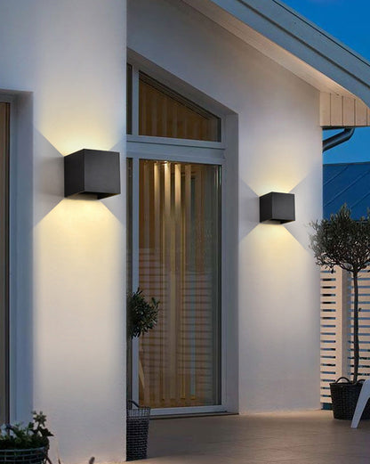 Skorter | LED Outdoor Up Down Wall Light | Waterproof Metal Fixture for Patio. Garden & Entryway Illumination