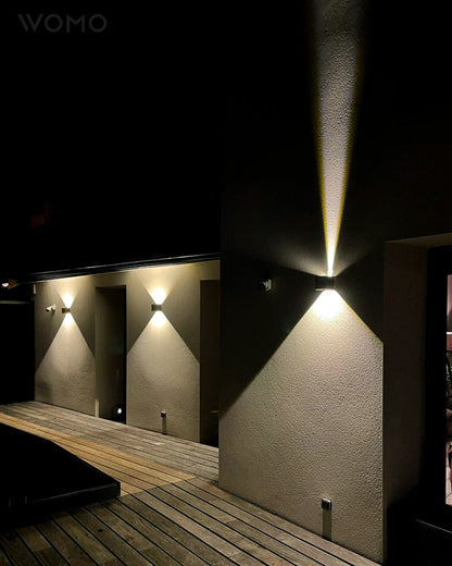 Skorter | LED Outdoor Up Down Wall Light | Waterproof Metal Fixture for Patio. Garden & Entryway Illumination