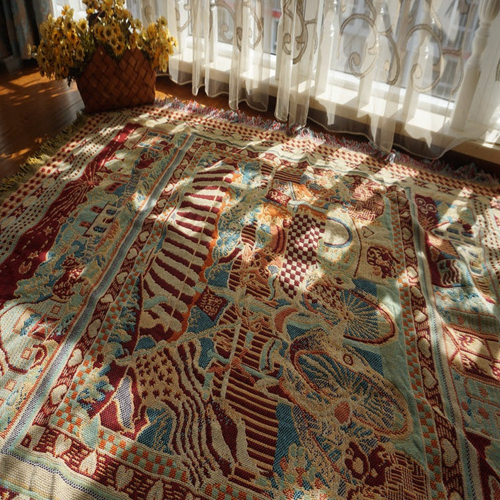 Skorter | Double-sided Jacquard Knitted Personal Thread Carpet Sofa Covers Rug