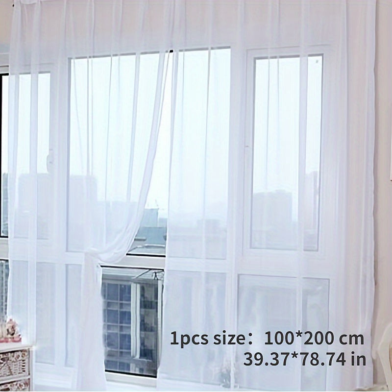 Skorter | 2 pcs Flower Voile Curtains - 200cm x 100cm Sheer Window Panels with Eyelets, Lightweight & Washable