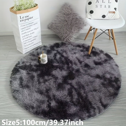 Skorter | 1pc Tie-dye Plushfiber Round Rug - Soft and Warm Decorative Mat for Living Room, Bedroom and Yoga