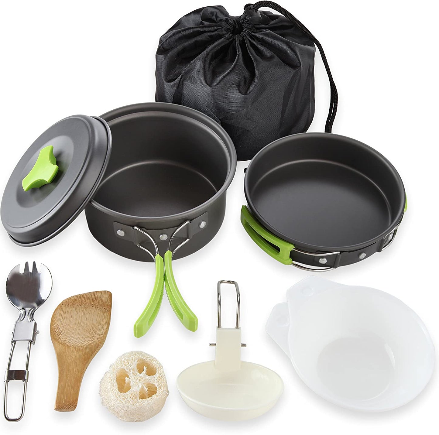 Skorter | MalloMe Camping Cookware Mess Kit Gear – Camp Accessories Equipment Pots and Pans Set