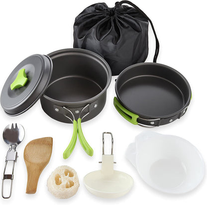 Skorter | MalloMe Camping Cookware Mess Kit Gear – Camp Accessories Equipment Pots and Pans Set