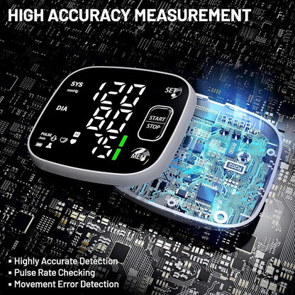 Skorter | Oklar Blood Pressure Monitors for Home Use Rechargeable Wrist Digital BP Machine Cuff with LED Backlit Screen, Voice Broadcast, 240 Memory Storage for 2 Users with Carrying Handle