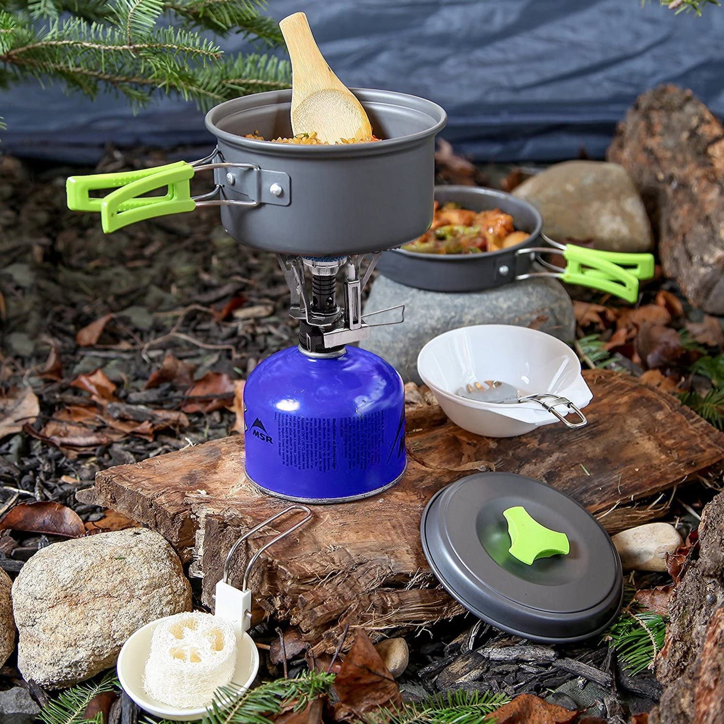 Skorter | MalloMe Camping Cookware Mess Kit Gear – Camp Accessories Equipment Pots and Pans Set