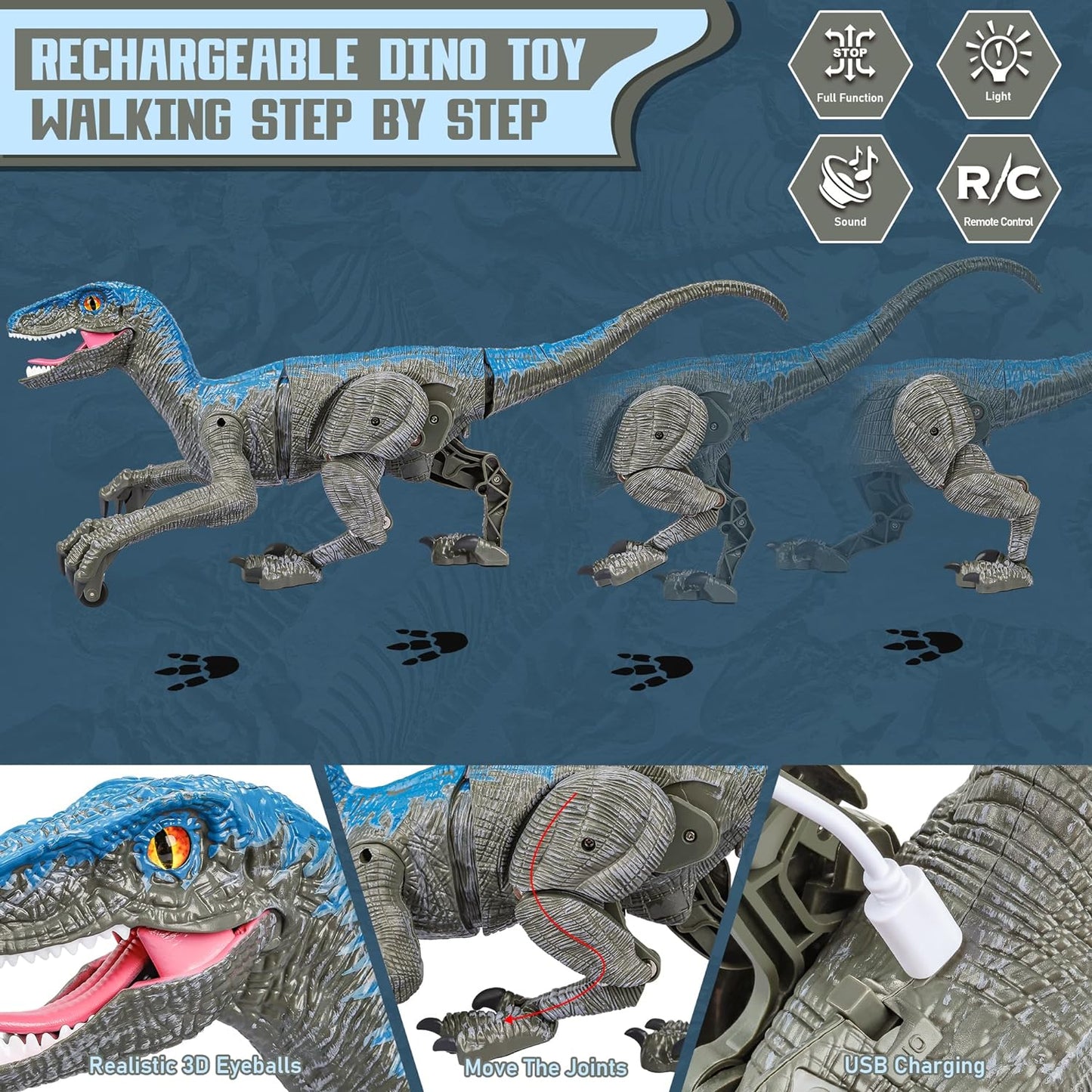 Skorter | RaptorMove – Remote Control Dinosaur Toy with Sound, LED and Realistic Movements