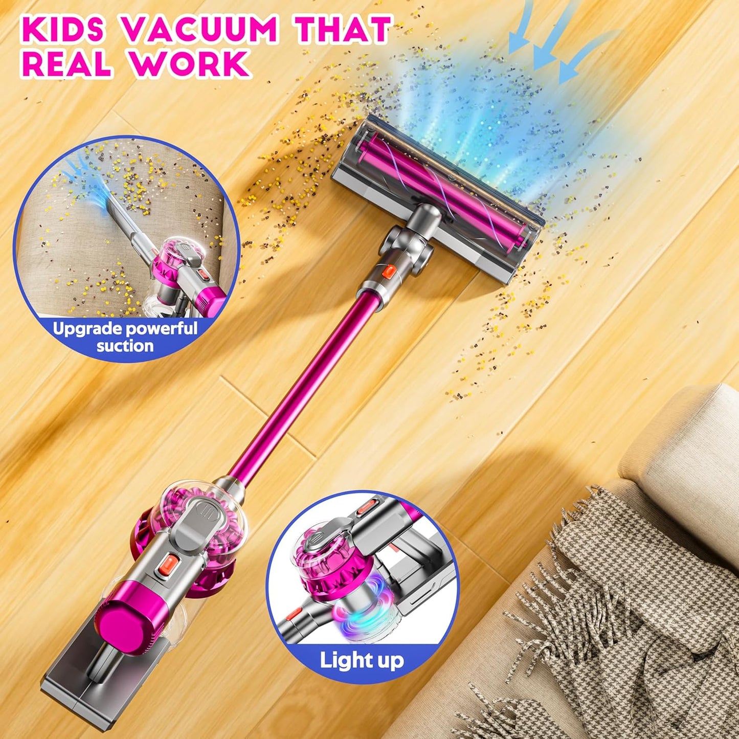 Skorter | 4-in-1 Kids Vacuum Cleaner | Real Working Toy Vacuum with Lights & Sounds