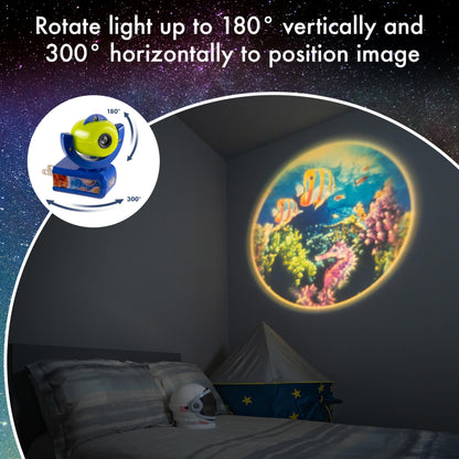 Skorter | Projectables Led Night Light - Automatic On/Off, Projects the Solar System & Wildlife, Green/Blue
