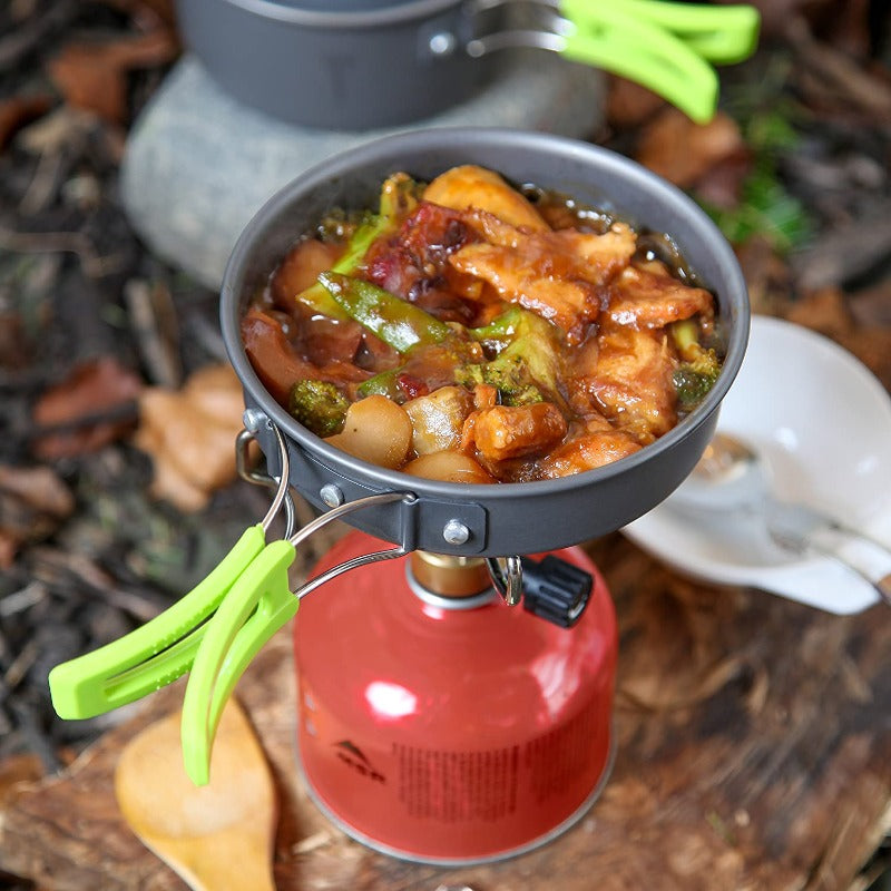 Skorter | MalloMe Camping Cookware Mess Kit Gear – Camp Accessories Equipment Pots and Pans Set
