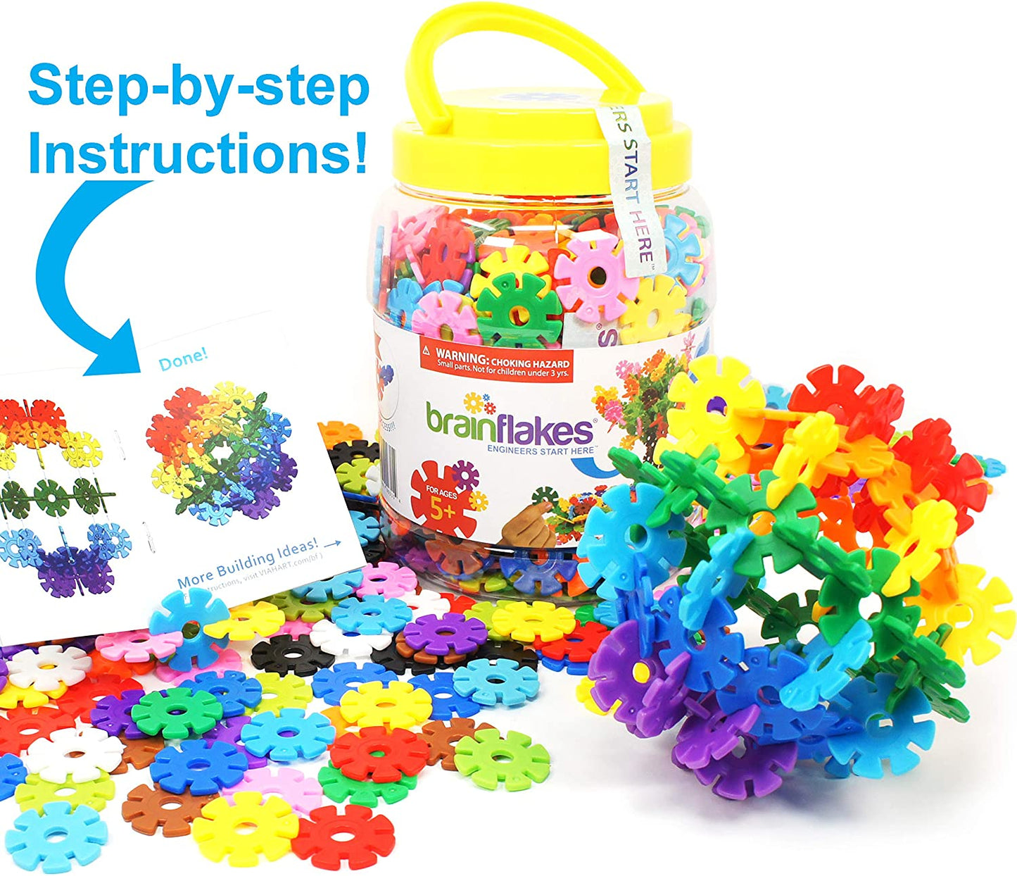 Skørter | Brain Flakes 500 Piece Connector Set - A Creative and Educational Alternative to Building Blocks - Tested for Children's Safety - A Great Stem Toy for Both Boys and Girls