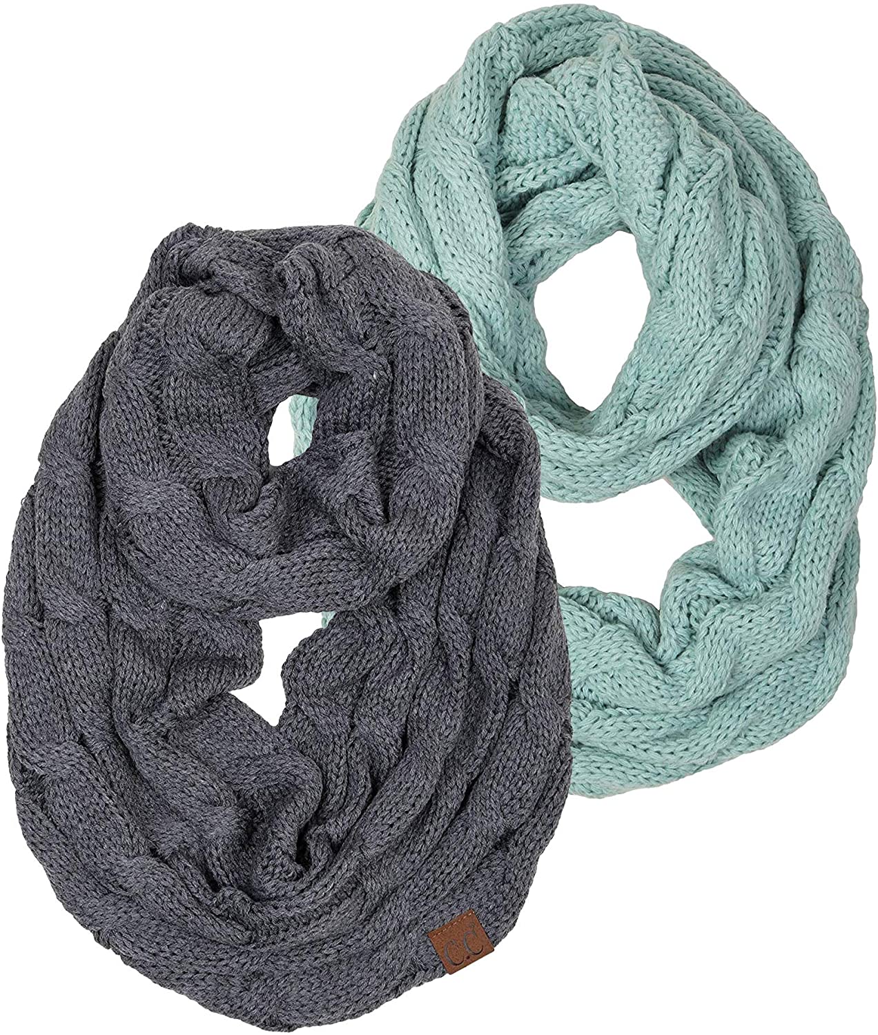 Skorter | Funky Junque’s Beanies Matching Ribbed Winter Warm Cable Knit Infinity Scarf