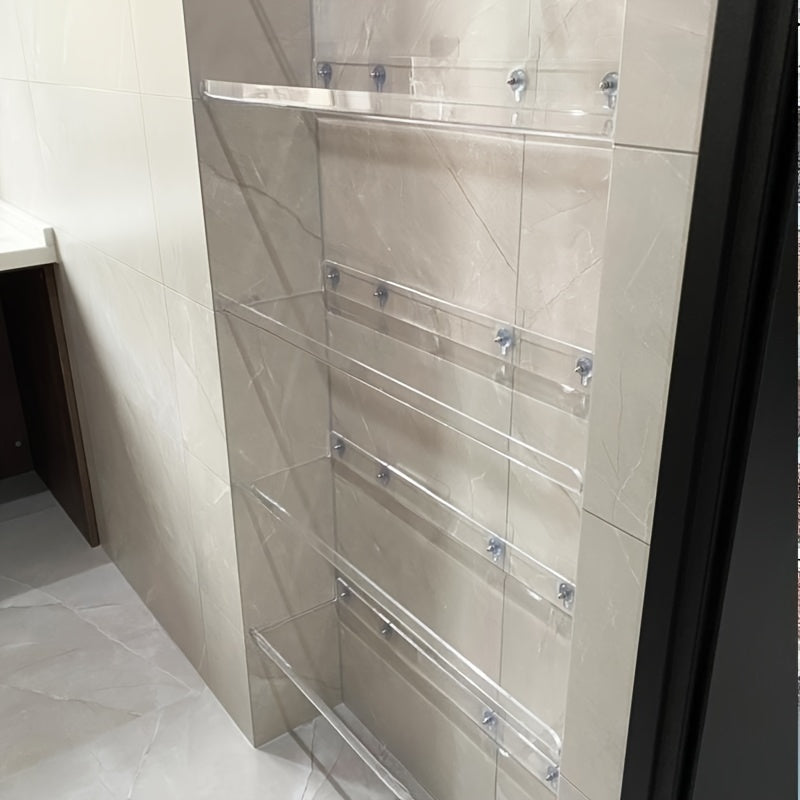 Skorter | Acrylic Shelf - Floating Hanging Shelf - Drill-Free Shower Shelf and Storage Shelf