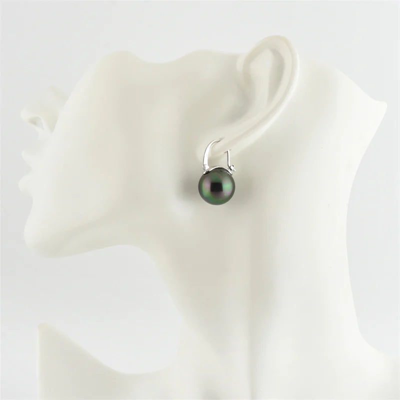 Skorter | Black Pearl Earrings  Available in White Champagne Grey Gold and Black  Pearl Dangle Earrings