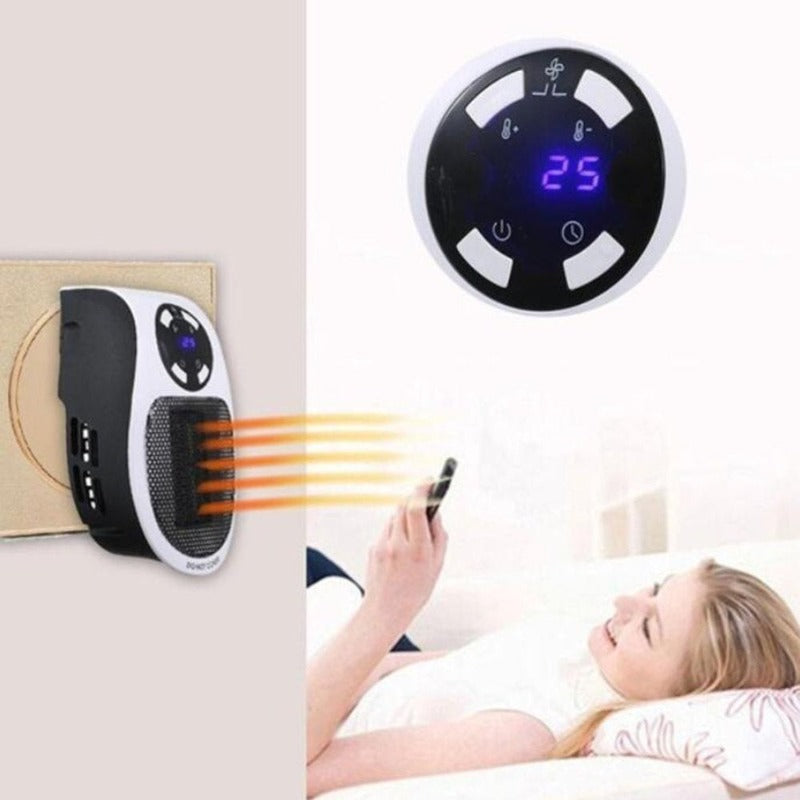 Skorter | 500W Room Heater - LED Display Wall Socket Electric Plug with Adjustable Thermostat & Timer