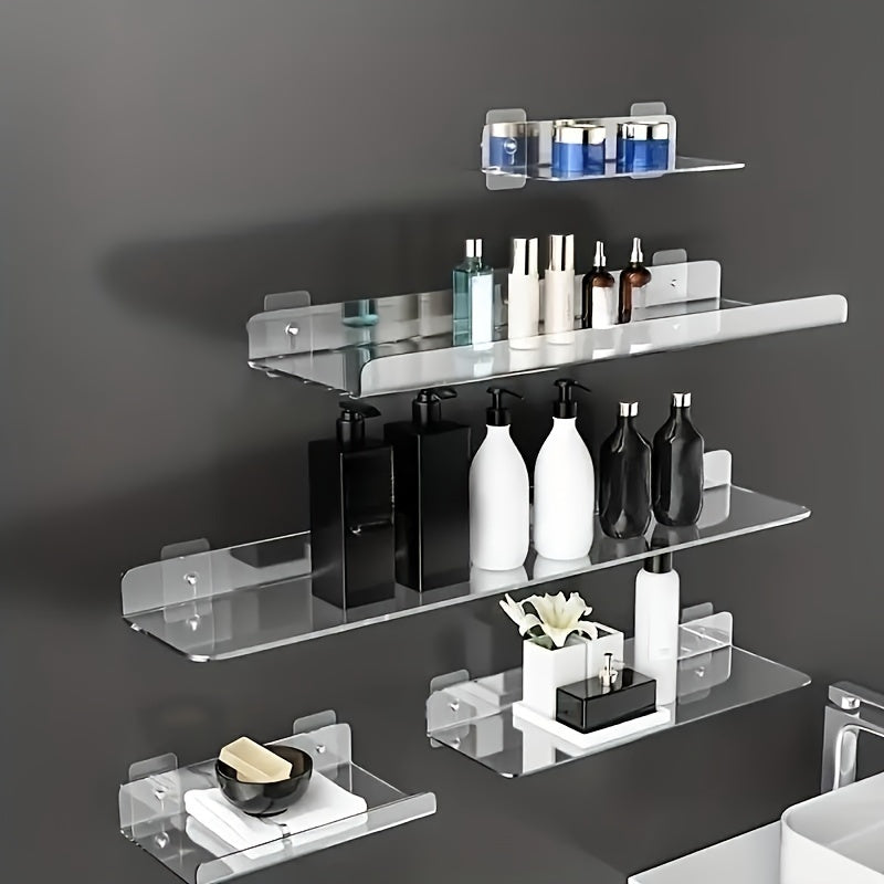 Skorter | Acrylic Shelf - Floating Hanging Shelf - Drill-Free Shower Shelf and Storage Shelf