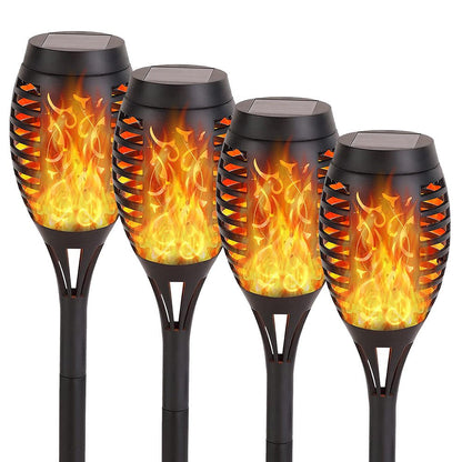 Skørter | 4 Pack Solar Torch Lights with Flickering Flame Outdoor, Waterproof Dancing Flickering Torch Lights, LED Outdoor Landscape Decorative Lights for Garden Terrace Pathway, Automatic On/Off Dusk to Dawn