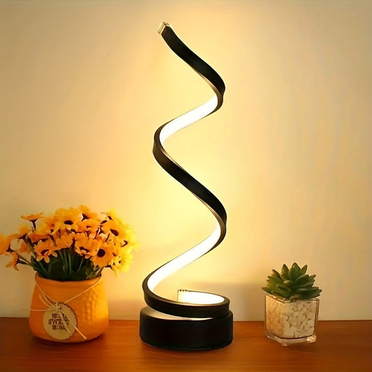 Skorter | Modern Spiral Table Lamp – Creative LED Desk Lamp with Gentle Warm Light, Perfect for Bedroom, Living Room, and Study Decor