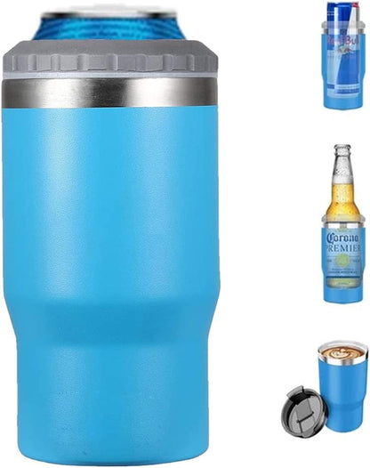 Skorter | 4 in 1 stainless steel can/bottle insulator, 14Oz two-way lid SUS insulated can cooler, beer bottle holder (Black)