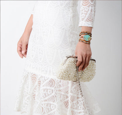 Skorter | Bohemian Handmade Natural Stone Leather Cord 5 Layers Bracelet