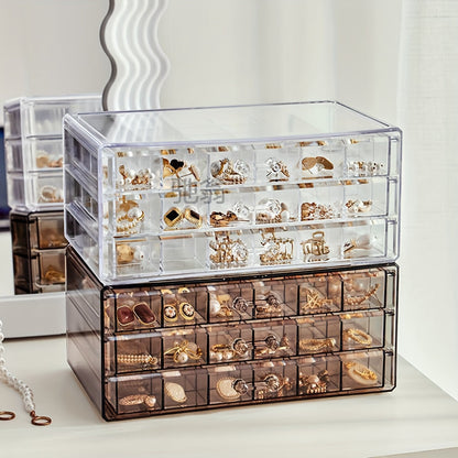 Skorter | 3-layer Large Jewelry Box – 72-compartment for Rings, Earrings, and Chains