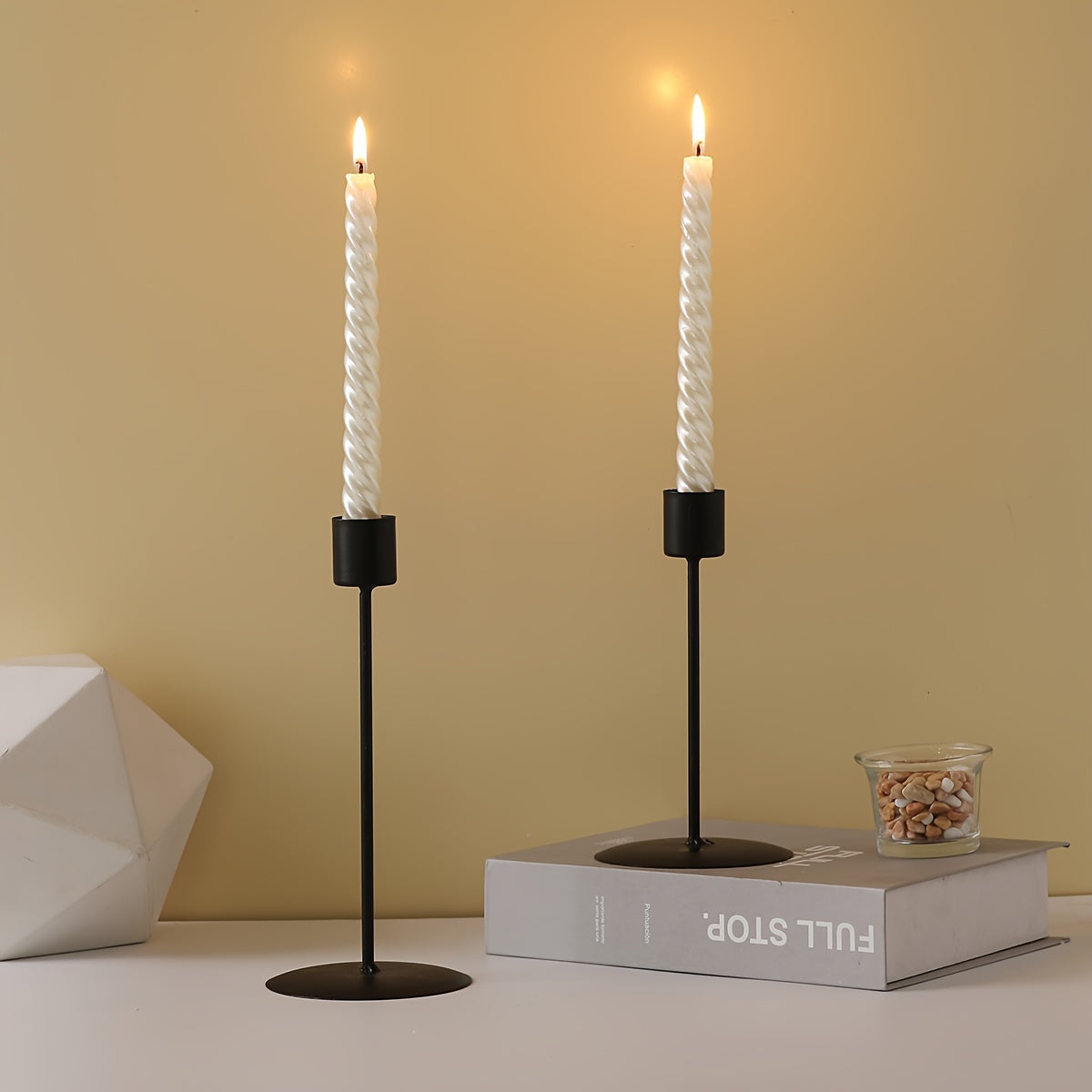 Skorter | 2 Pieces Metal Candle Holders – Table Decoration for Dinner, Wedding, and Holidays