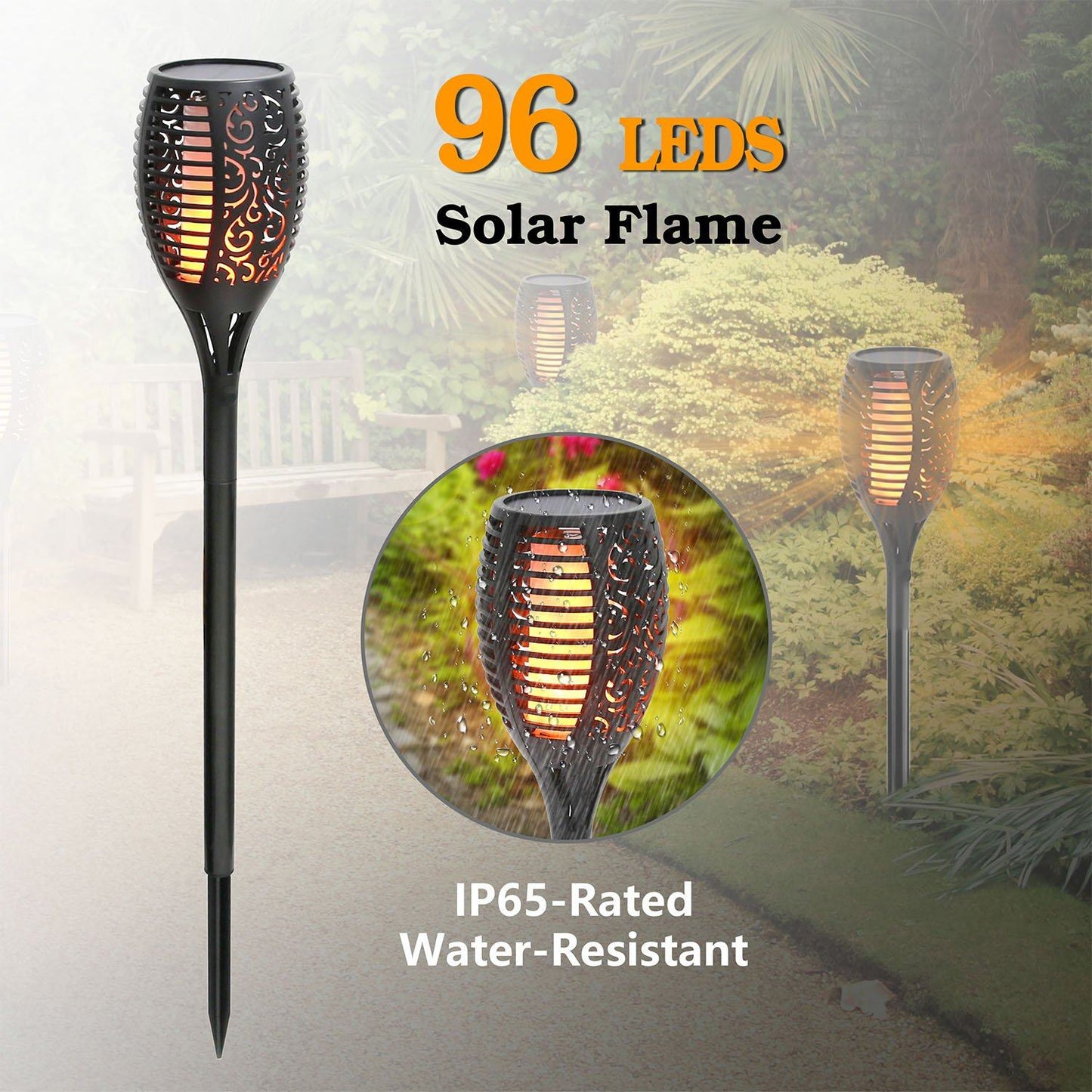 Skorter | 96 LED solar flame lantern.