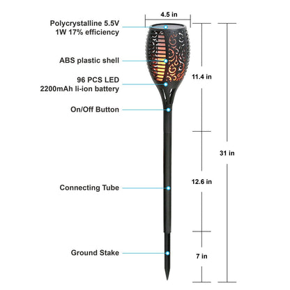 Skorter | 96 LED solar flame lantern.