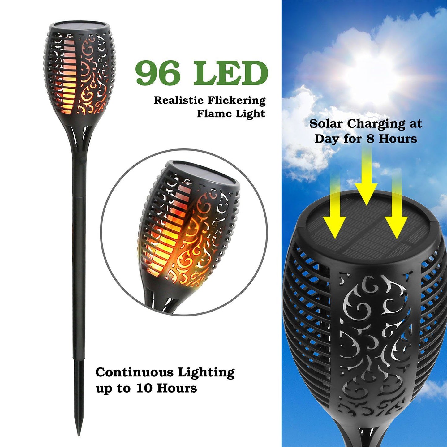 Skorter | 96 LED solar flame lantern.