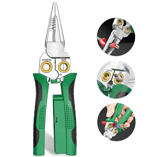 Skorter | 8 in 1 Wire Stripper Twister for Cutting and Pulling Wires, Cable Scissors,Voltage Tester Pliers, 12V to 250V Live