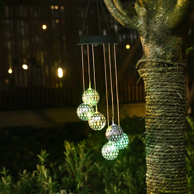Skorter | Solar Metal Ball Wind Chime – Solar Powered LED Garden Decoration with Soothing Sounds