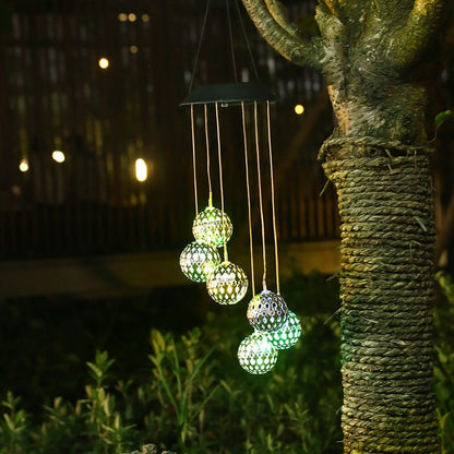 Skorter | Solar Metal Ball Wind Chime – Solar Powered LED Garden Decoration with Soothing Sounds