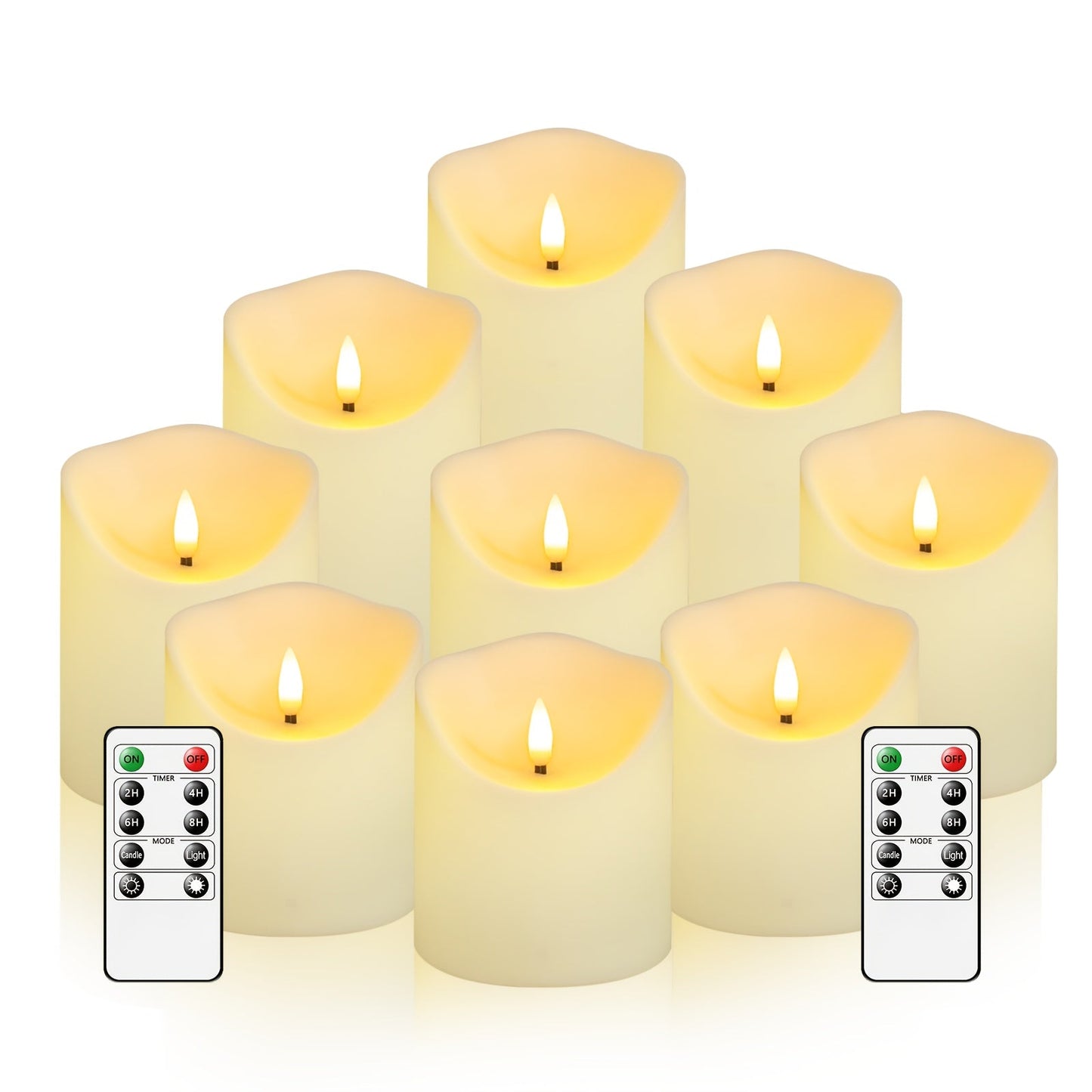 Skorter | GlowLuxe Flameless LED Candles Set (9-piece) – With Remote Control and Glitter Finish