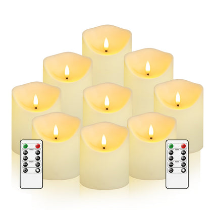 Skorter | GlowLuxe Flameless LED Candles Set (9-piece) – With Remote Control and Glitter Finish