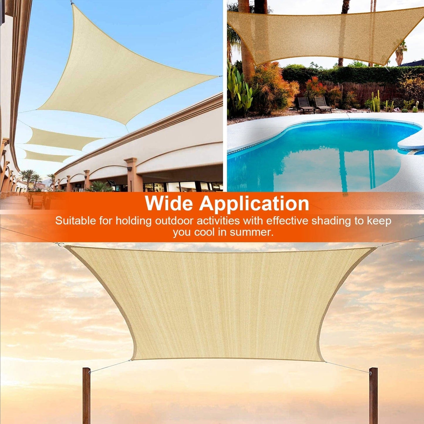 Skorter | 98% UV Blockers Awning Hide Rectangular Shade Sail Top Canopy